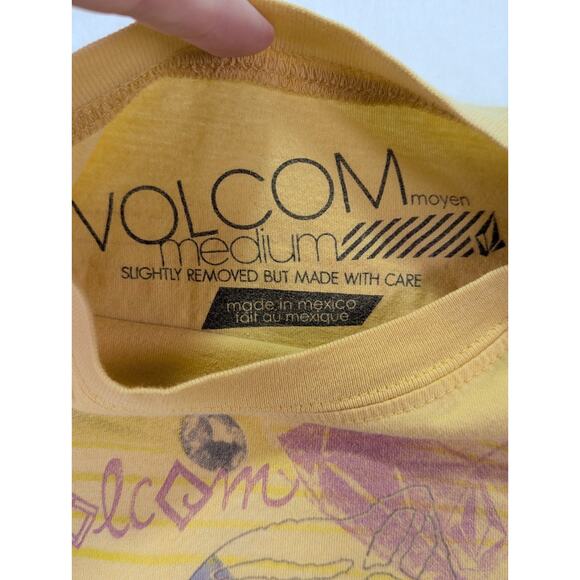 Volcom "Strange Relics" Medium Yellow Babydoll Cap Sleeve Tshirt 90s Y2K VTG - Picture 4 of 8